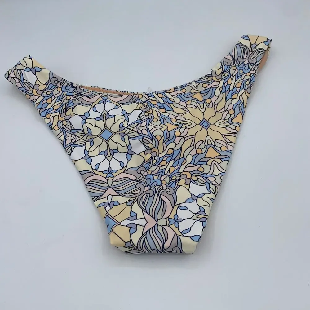NWT J. Crew Floral Cheeky Curved Waist Bikini Swim Bathing Suit Bottom Small